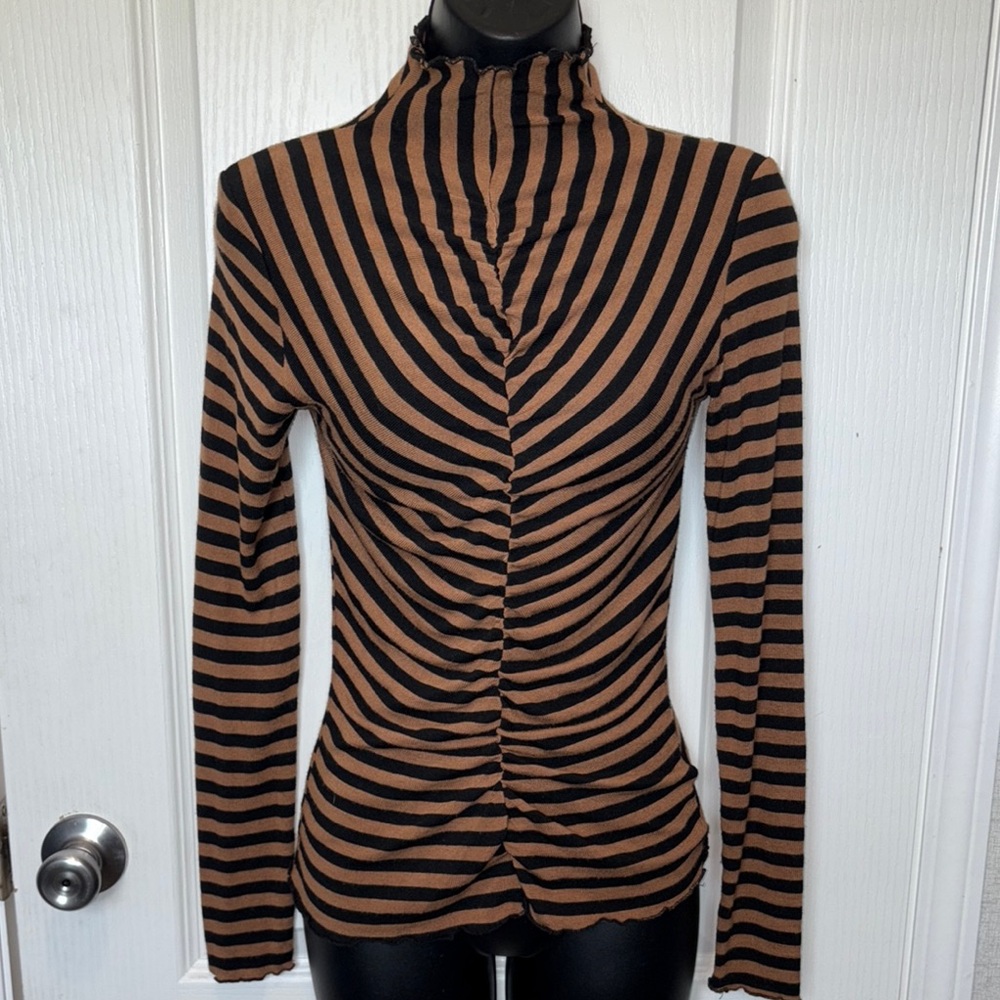 Striped Black and Brown Women's Turtleneck